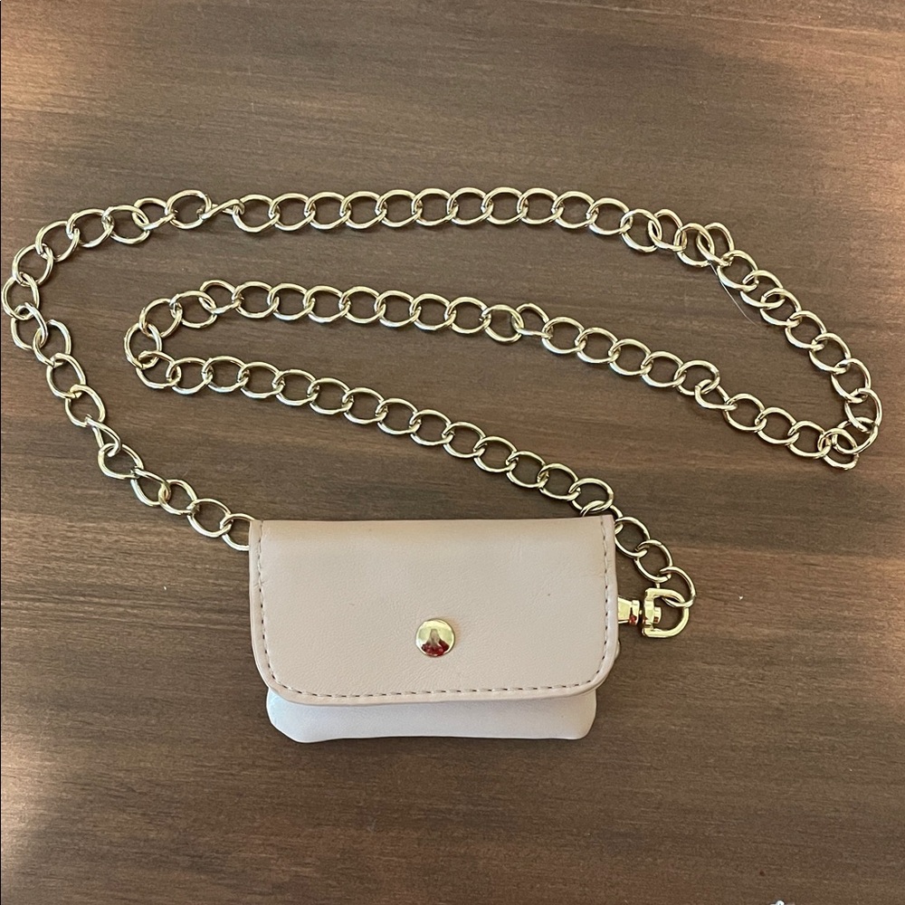 Elegant Beige Chain Strap Mini Bag